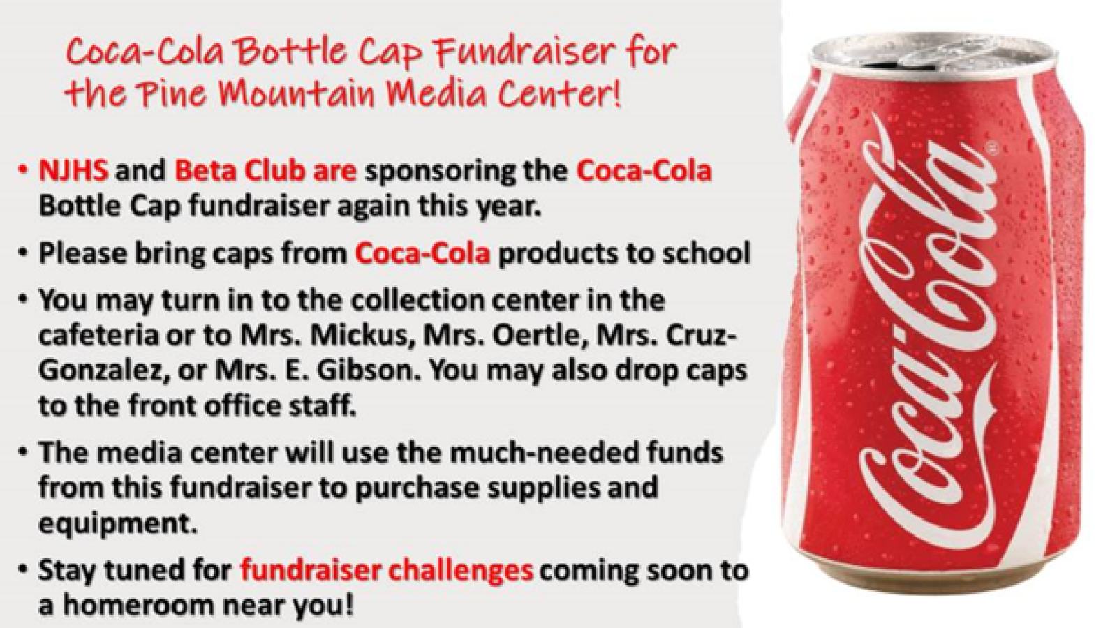 Honor Society Helps with Bottle Cap Fundraiser